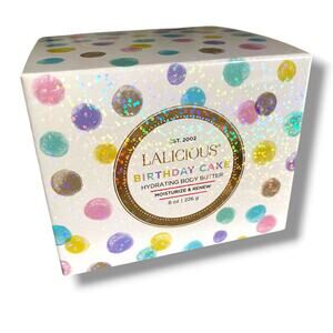 Lalicious Birthday Cake Hydrating Body Butter 8 oz Whipped Shimmer Gluten Free